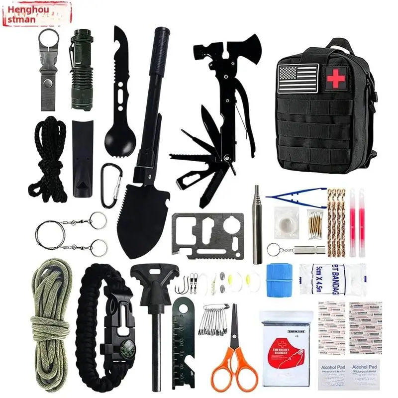 Tactical Survival Kit 32 in 1 Emergency Preparedness Set with Shovel Multitool Fire Starter First Aid Kit Paracord Bracelet Portable Outdoor Gear for Men Camping Hiking Home Disaster Supplies Gift