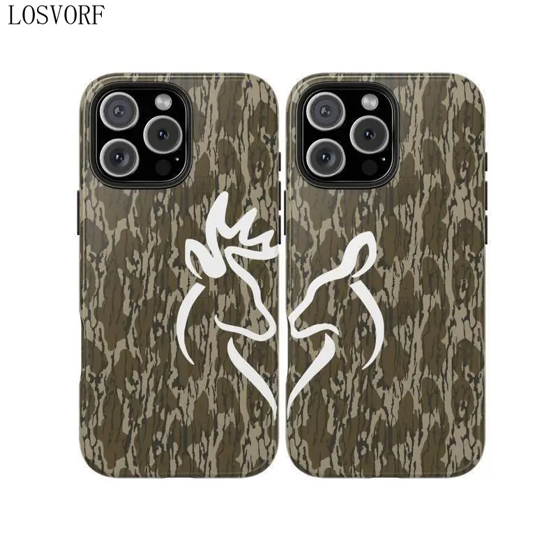 LOSVORF Vintage Buck and Doe Kissing Couple Camo Phone Case, Bottomland Camo, Ol School Camo Aesthetic Suitable for IPhone