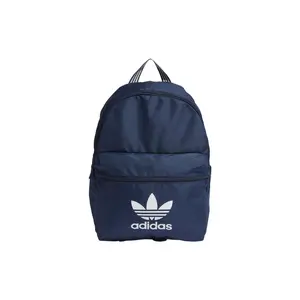Adidas Originals Recycled Polyester Twill Backpack with Trefoil Logo Zip Closure for Men and Women in Night Indigo