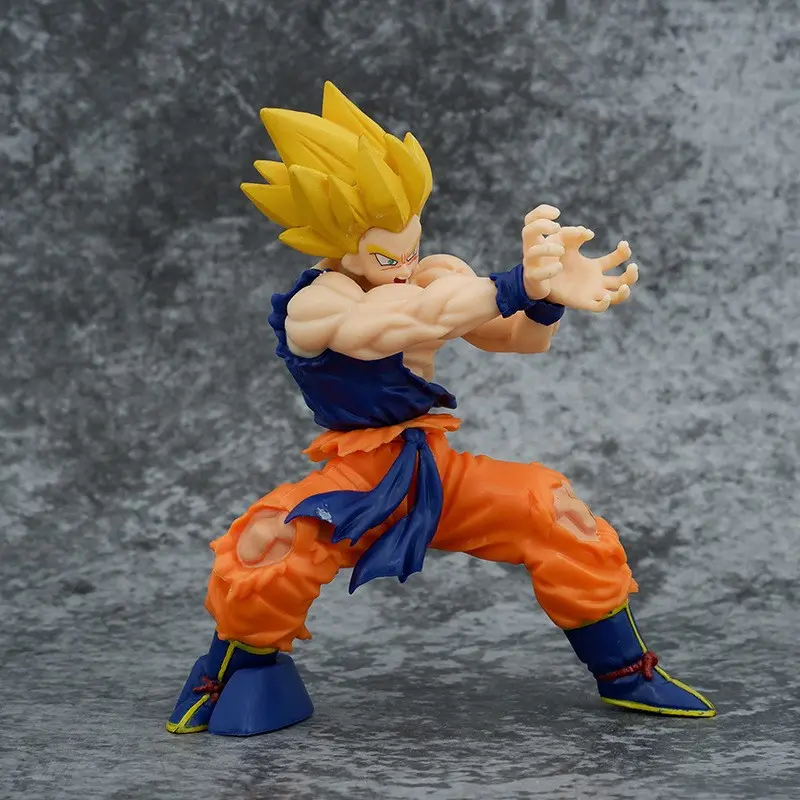 6.1 Inch Dragon Ball Super Saiyan Goku Figure, Turtle Boost Pose Statue, Battle Damaged Costume Collectible Doll, Anime Fan Desk Decor Gift