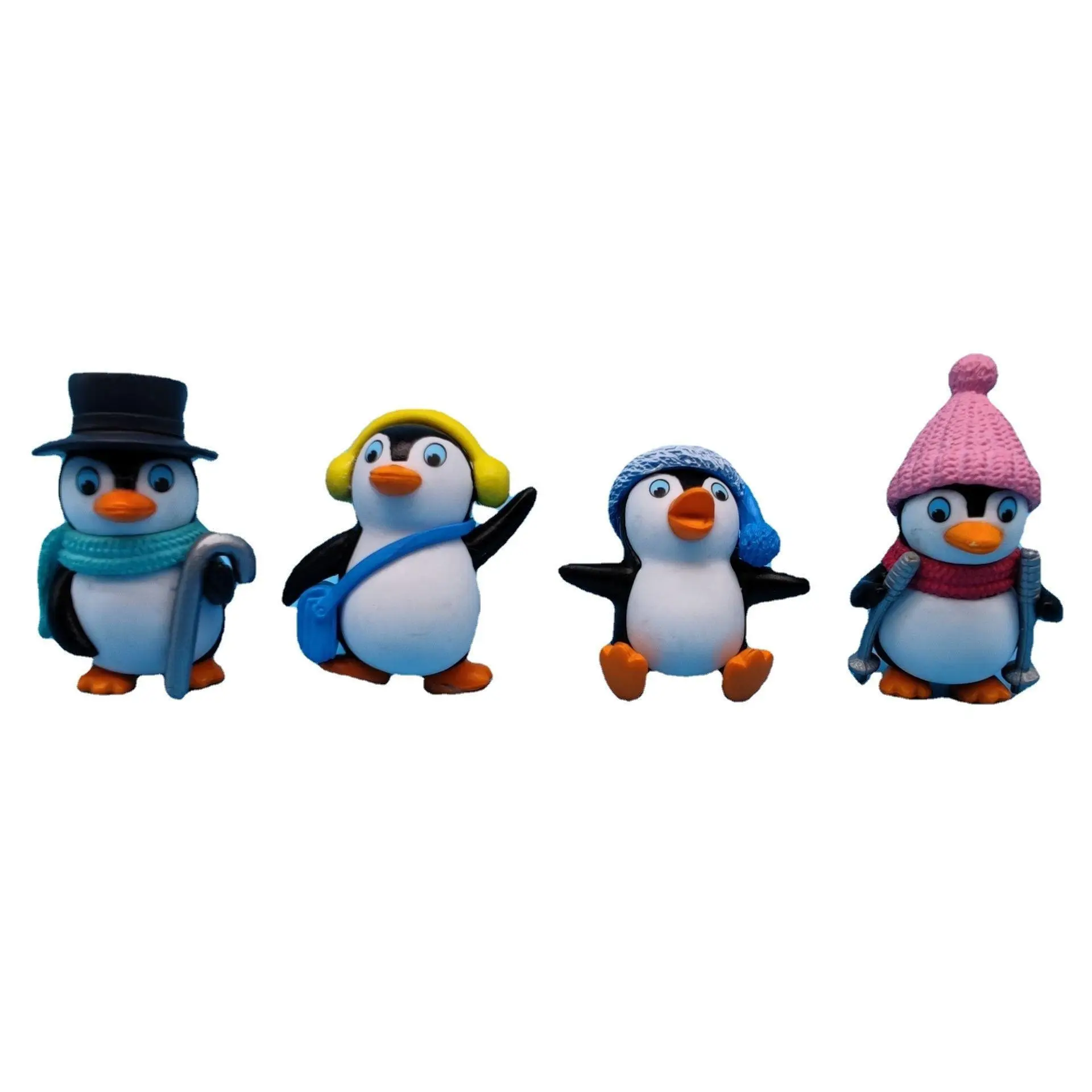 Cute Winter Mini Penguin Figurines Set, Christmas Fairy Garden Cake Topper, Desk Decor, Holiday Gift for Kids and Friends