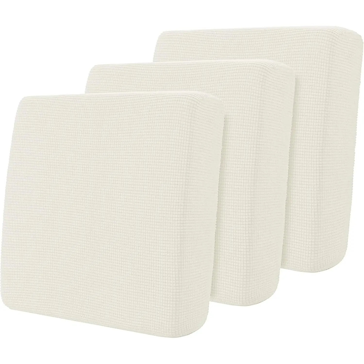 Stretch Reversible Couch Cushion Slipcovers Replacement Sofa Cushion Covers, Cream White, 3 Pack