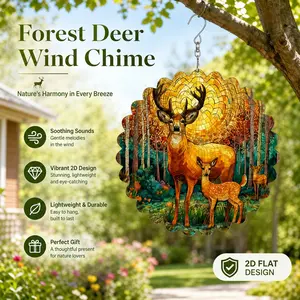 Forest Deer Themed Wind Chime Ornament, Sunny Cheerful Decoration, Kinetic Sculpture, Indoor/outdoor Décor, Garden Art, Holiday Gift