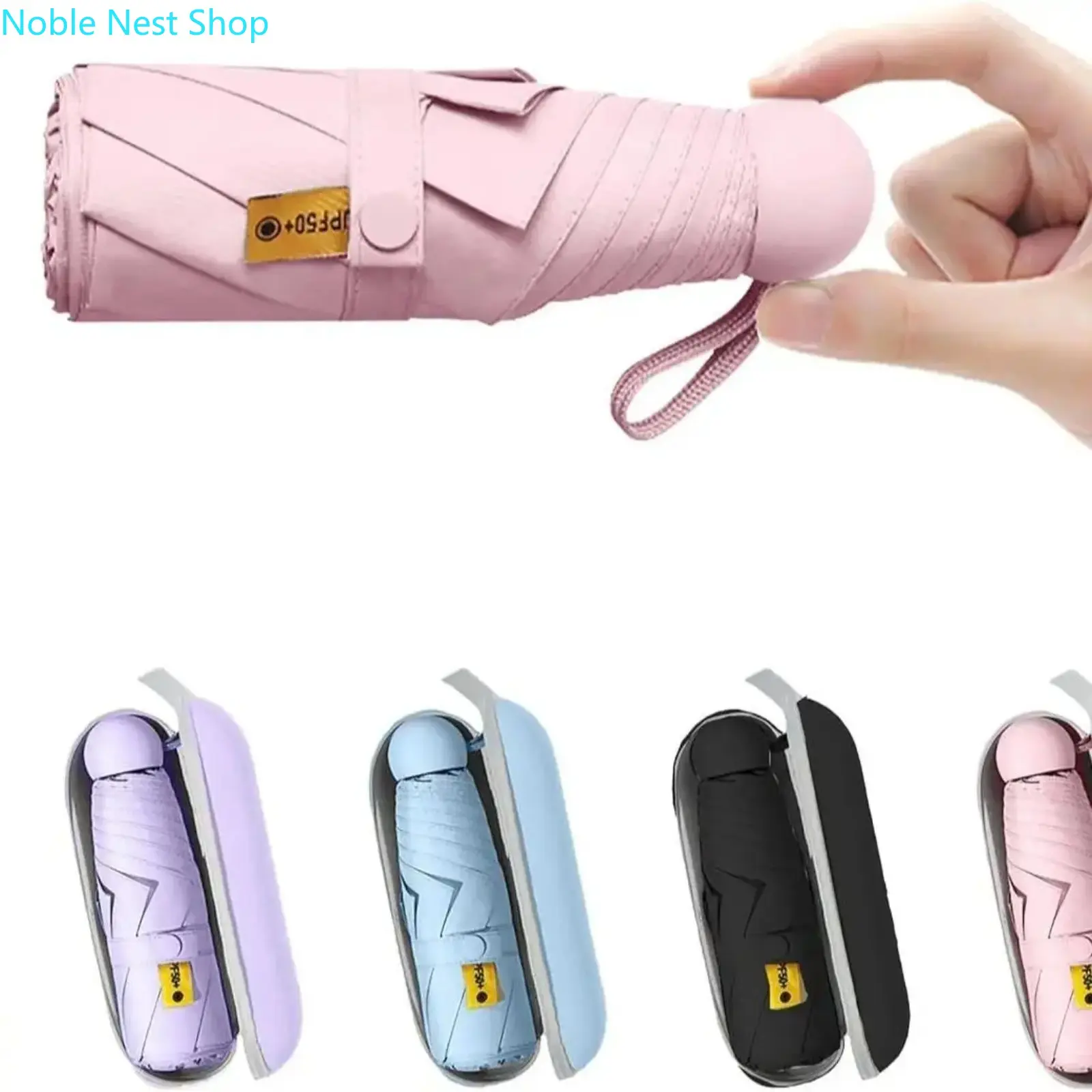 Mini Pocket Travel Umbrella with Capsule Case, Compact Windproof Folding Parasol, UV Sun Protection Lightweight Umbrella for Purse, Outdoor Travel & Daily Commute