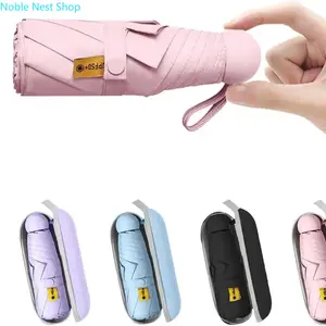 Mini Pocket Travel Umbrella with Capsule Case, Compact Windproof Folding Parasol, UV Sun Protection Lightweight Umbrella for Purse, Outdoor Travel & Daily Commute