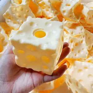 Shapeable Jumbo Cheese Cube Stress Ball Non-Bounce Squishy Texture Cheese Squeeze Fidget Anti-Stress ASMR Sensory Stress