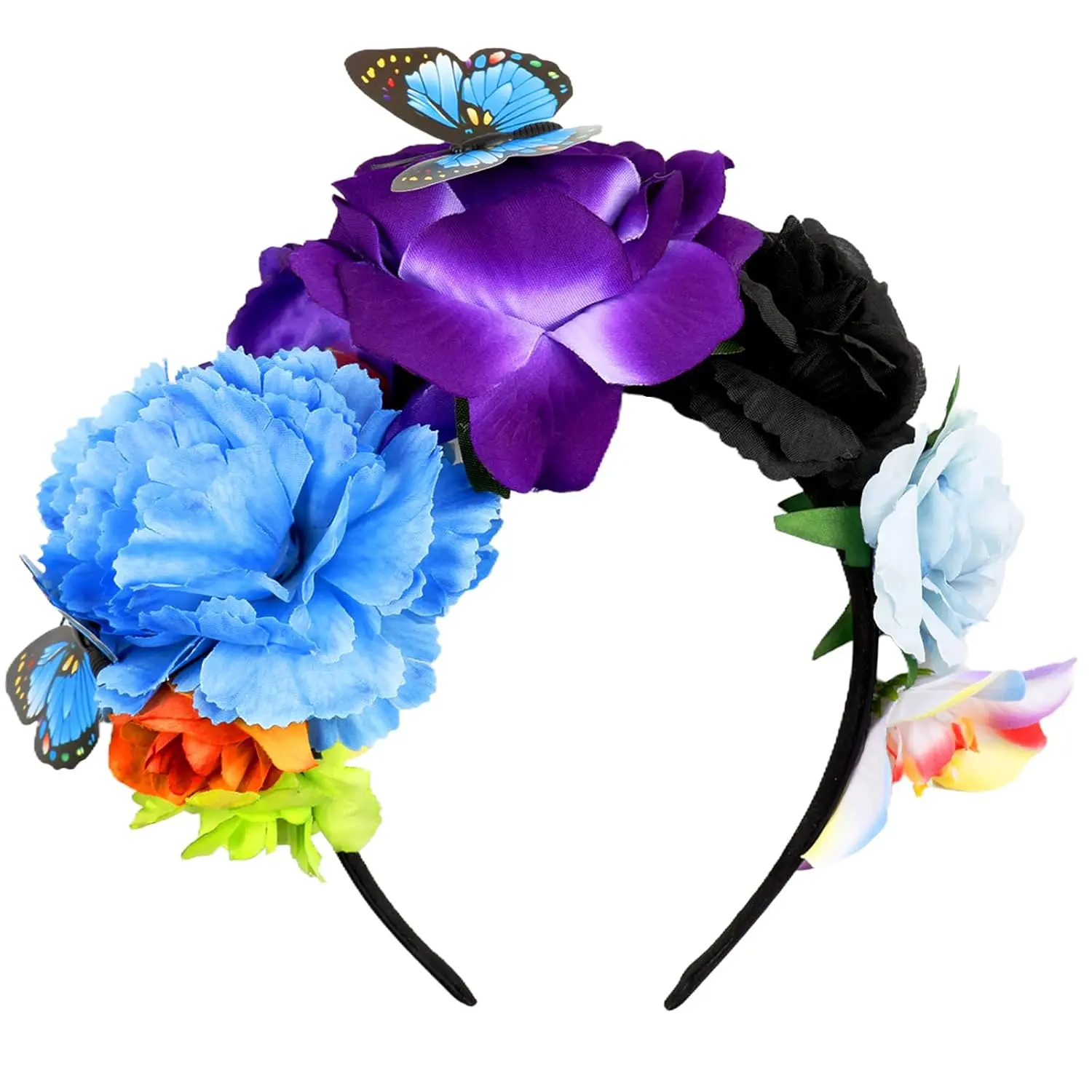 Flower Crown Day of the  Headpiece Mexican  Butterfly Crown Flower Crowns Halloween Headbands for Halloween Party