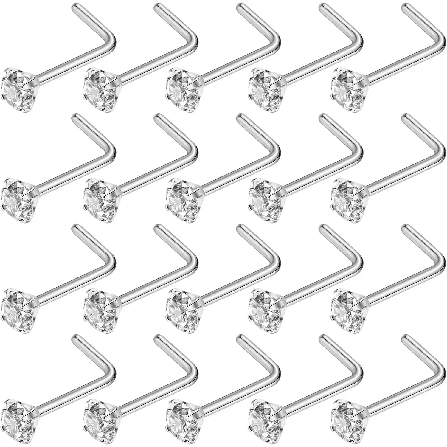 Nose Rings, Titanium Steel Nose Piercings Stud  for Women Men Cubic Zirconia Imitation