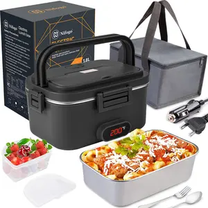 80W quick heat no water warmer lunch box 12V car 220V home dual power leakproof sealed stainless liner bento container