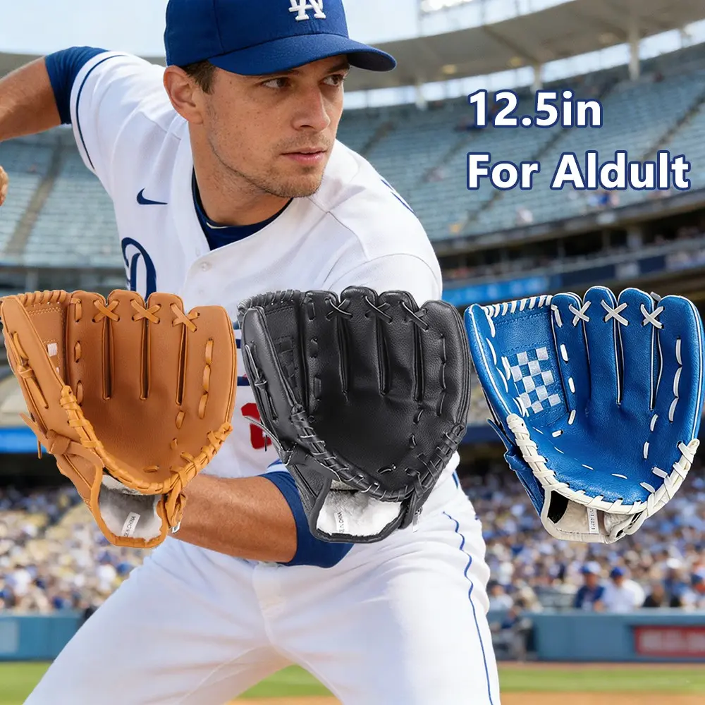 1pc Baseball Gloves, Softball Gloves Sports Batting Gloves PU Leather Gloves, Left Hand Glove, Right Hand Throw for Youth Adult
