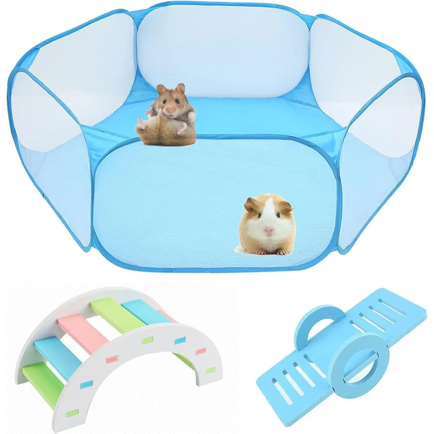 Hamster Foldable Exercise Playpen, Breathable and Transparent Pet Playpen, Indoor/Outdoor Cage Small Animal Fence for Syrian Hamster Rats Chinchillas Rabbit Guinea Pigs Gerbils Hedgehogs Reptiles