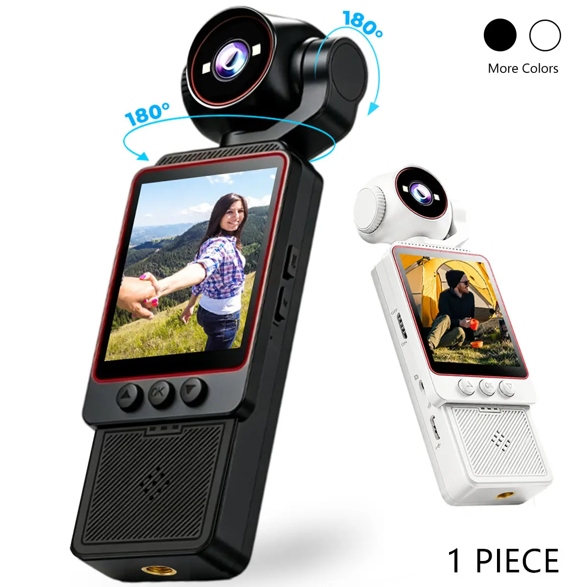 HD Outdoor Portable Action Camera, 2.0'' LCD Display Body Cameras, Video Recording Wifi Camera with 180° Rotation Lens,Vlog Action Camera for Sport Cycling, Sports Camera