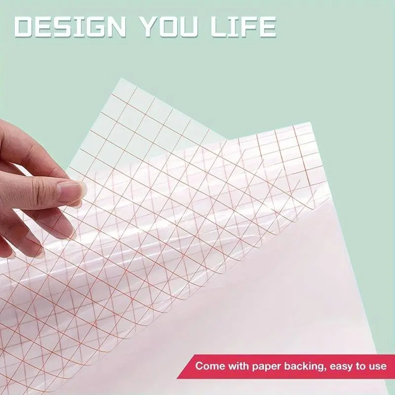 Grid Transparent Vinyl Transfer Film, Medium Adhesive Sticker Tape, Self-Adhesive Manual Transfer Paper, Ideal for DIY Decals & Window Labels
