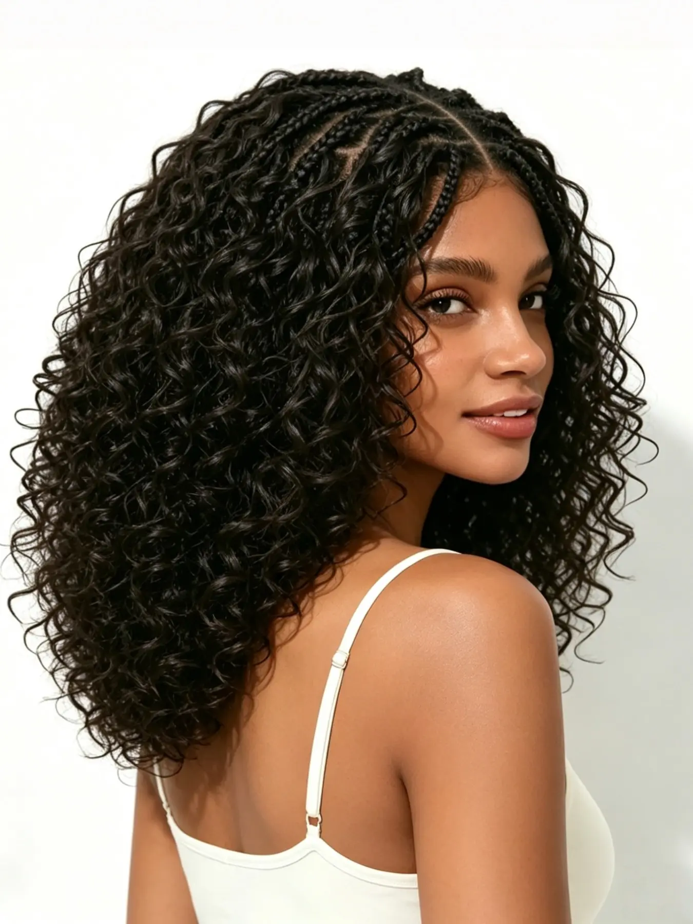 13x6 HD Lace Front Glueless Wear & Go Wig, 18-Inch Boho Braided Hair Wig, Premium Fiber, Beginner Friendly, 200% Density, Synthetic Curly Wig