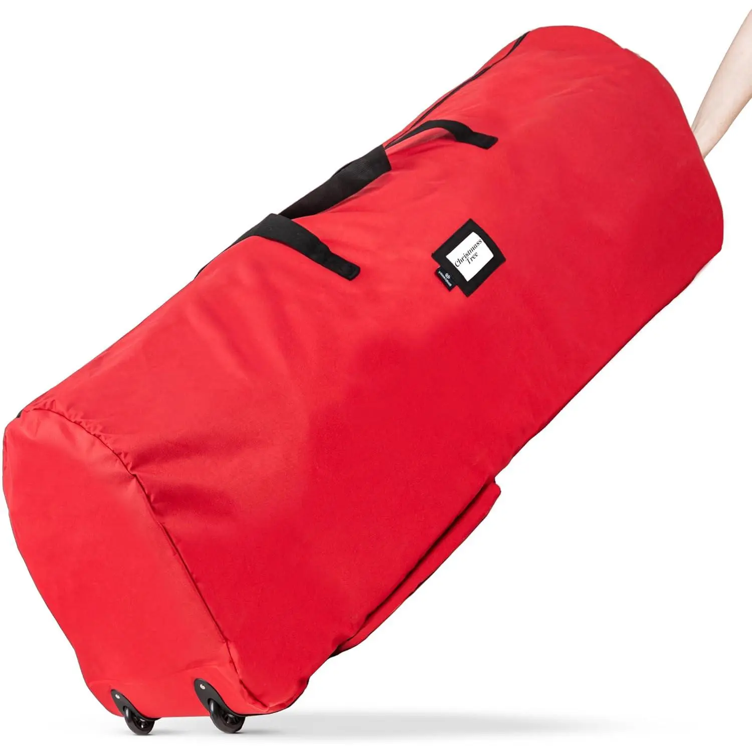 Heavy Duty Christmas Tree Storage Bag with Wheels - 7.5 ft Synthetic Tree Organiser, Zippered, Reinforced Handles, Exterior Pockets, Modern Home Supplies Storage Container, Red