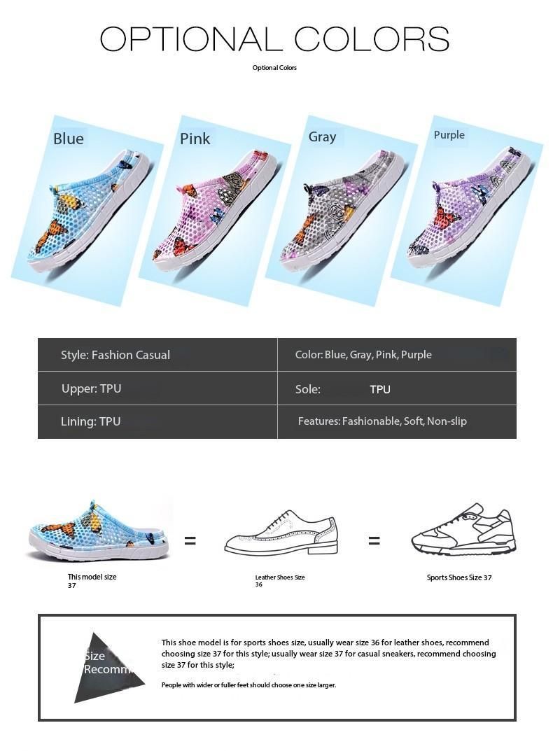 Butterfly Print Mesh Clogs for Women, Breathable Slip On Mules, Lightweight Non Slip Casual Summer Sandals, Cute Comfortable Nursing Shoes for Indoor Outdoor Beach, Trendy Aesthetic Footwear