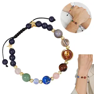 12 Constellation Healing Crystal Beaded Bracelet, Natural Birthstone Spiritual Horoscope Bracelet, Zodiac Protection Crystal Jewelry Birthday Valentine's Day Gift for Men Women