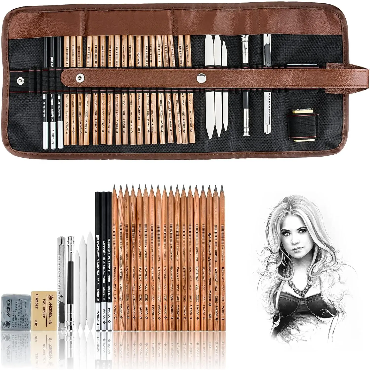 Drawing Pencils Art Supplies for Beginners & Adults | Professional Charcoal & Graphite, Sketching Pencil Kit for Blending Shading