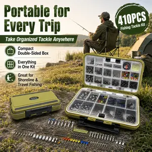 Durable 410pcs Fishing Tackle Set, Hard & Soft Lures Baits Kit, Includes Storage Case, Ideal for Outdoor Fishing Enthusiasts, Fishing Accessories