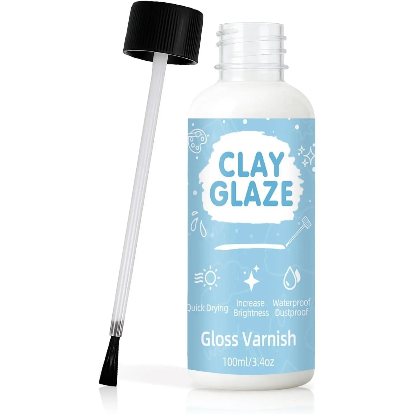 100ml Air Dry Clay Glaze Varnish Prevents Cracking, Scratches and Wear, Improves Clay Gloss for Ceramics, Oil Paintings and Wood