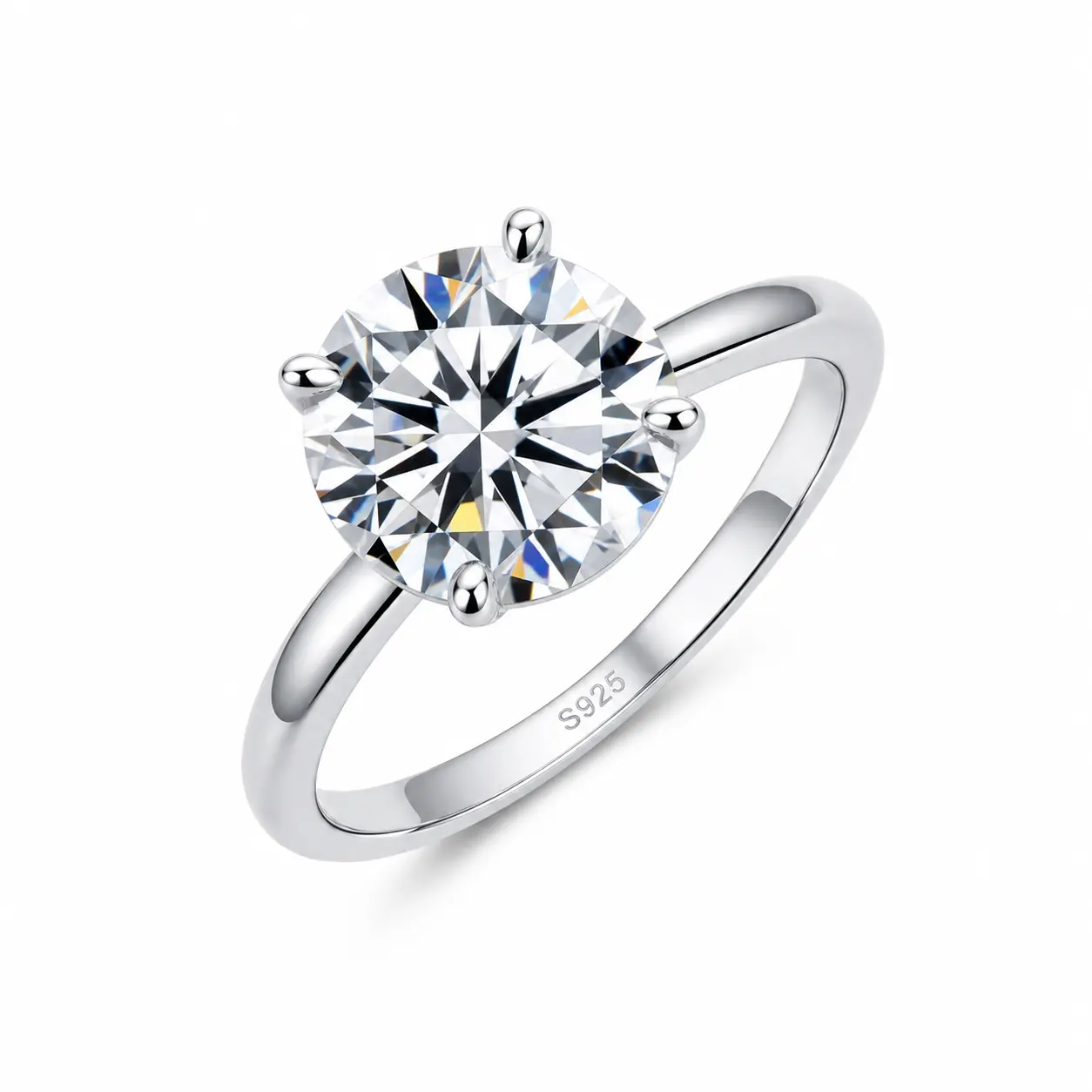 LUYONA  Moissanite Engagement Ring for Women, S925 Sterling Silver 18K Yellow/White Gold Plated Solitaire Ring, D Color VVS1 Round Cut 0.5/1/2/3 CT Promise Wedding Anniversary Jewelry