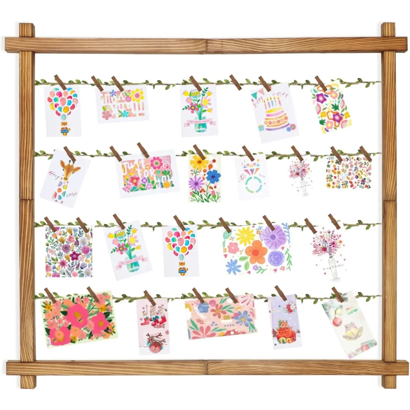 Photo Display Board with 30 Clips,Picture Frames Collage Wall Decor for Hanging Photos, Artworks, Postcards, Greeting Cards (Carbonized Black)