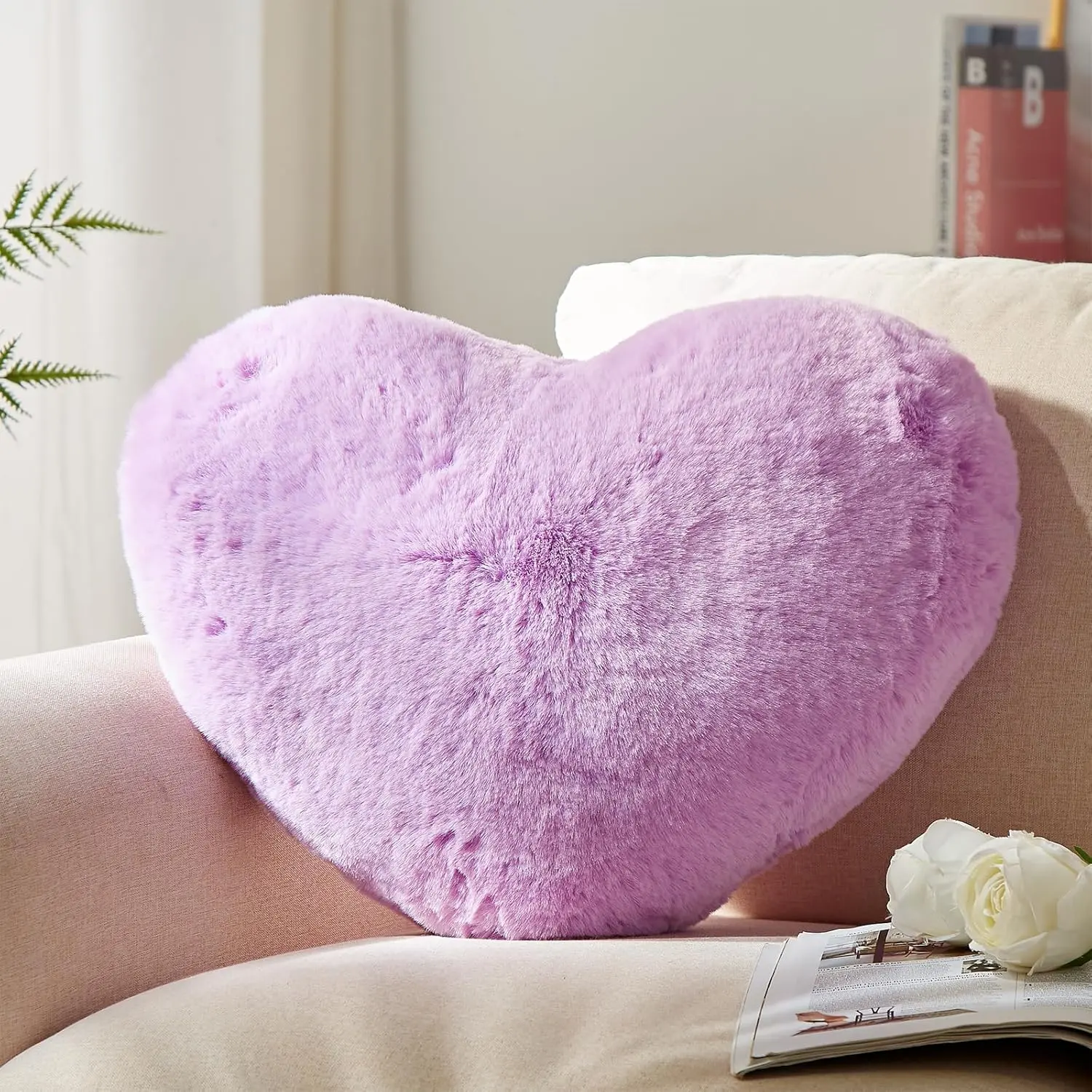 Heart Pillows, Love Heart Pillow, Small Cute Purple Heart Pillows for Gifts, Faux Throw Pillows for Her, Kids, Girls Home Decoration, 10X11 Inch