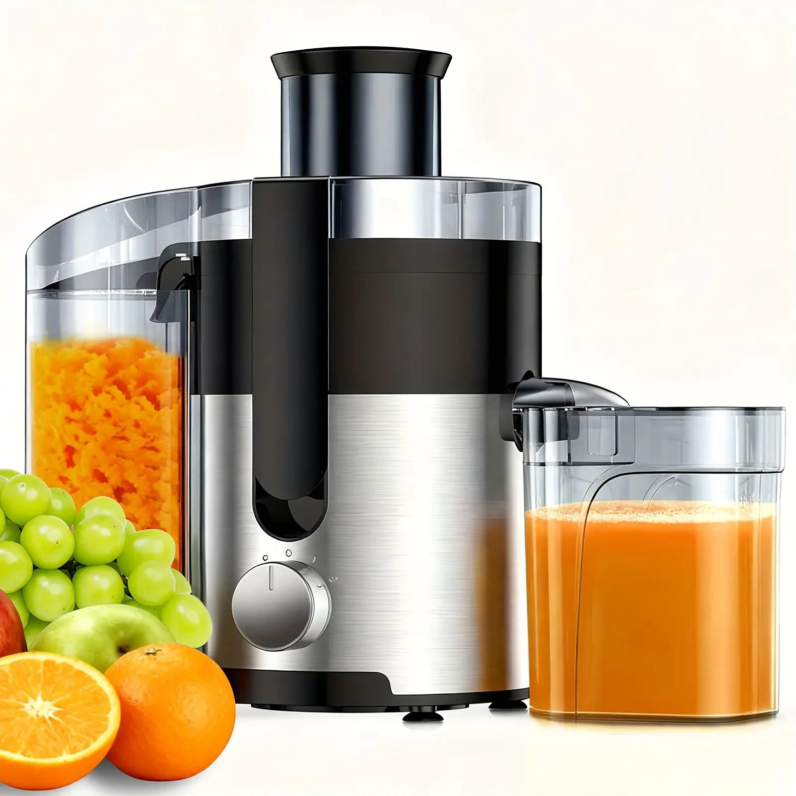 Household Compact Multi-Use Plastic Steel Juicer Extractor - 3-Inch Wide Chute, 3-Speed Settings, High Juice Yield, Fast Juicing, Detachable, Easy Clean Blender & Food Processor for Vegetables & Fruits