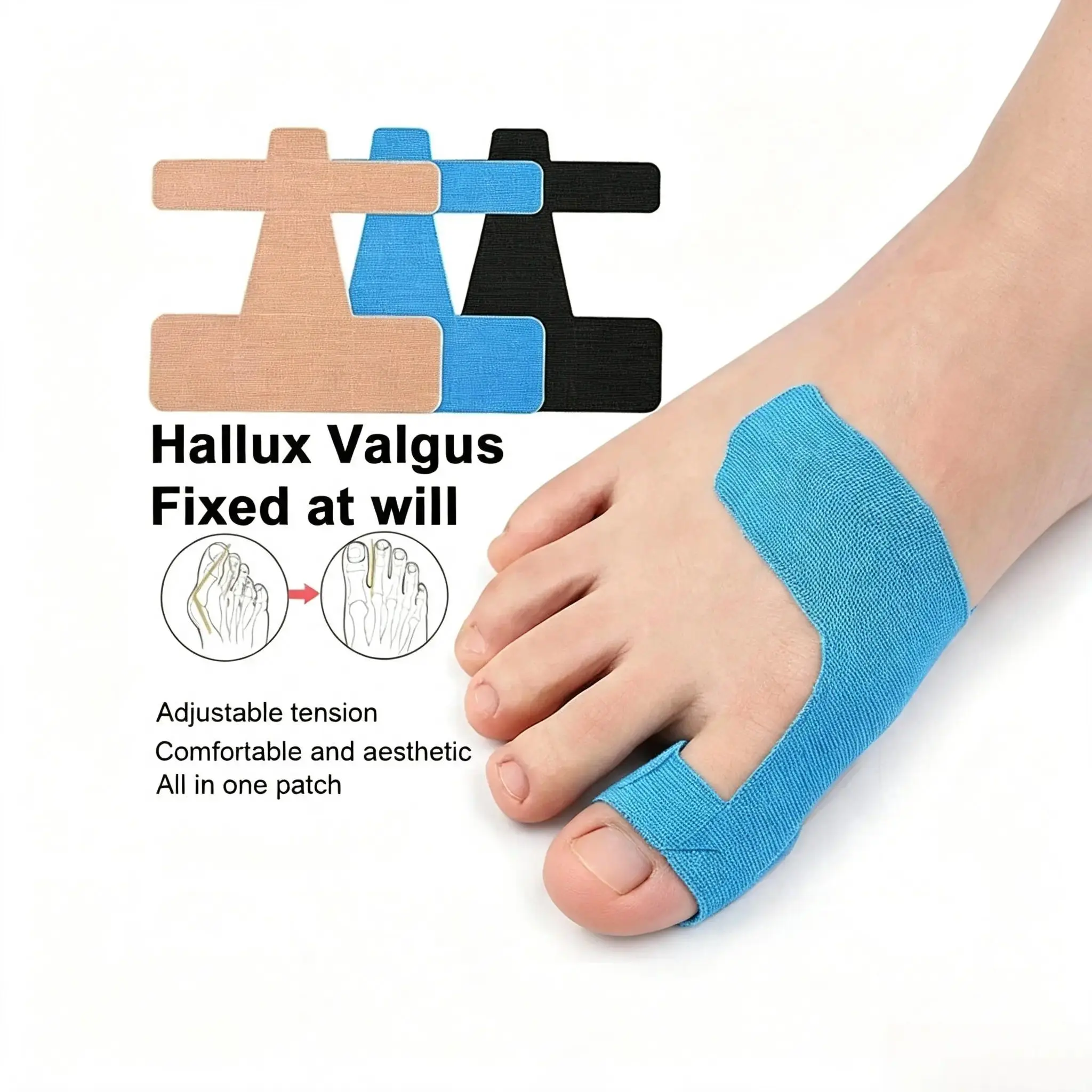 60Pcs/20Pcs Orthopedic Bunion Corrector Strap, Breathable Universal Fit Big Toe Straightener Sleeve, Comfort Toe Separator Hallux Valgus Support Accessory For Daily Walking Foot Relief