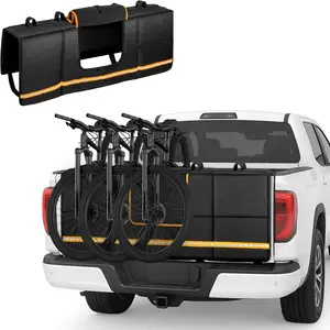 Thick Tailgate  Pad for Mid-Size Pickup , 51" Wide Pad (Fits 51"- 55" Tailgate Width), Holds Up to 5 Bikes, Tailgate Protector Cover with Storage Pocket - Black