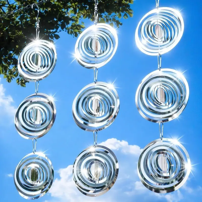 Outdoor Bird Deterrent, Reflective 3D Stainless Steel Wind Spinner, Garden Decoration, Bird Scare Device, Keeps Birds Away From Home, Patio, Orchard