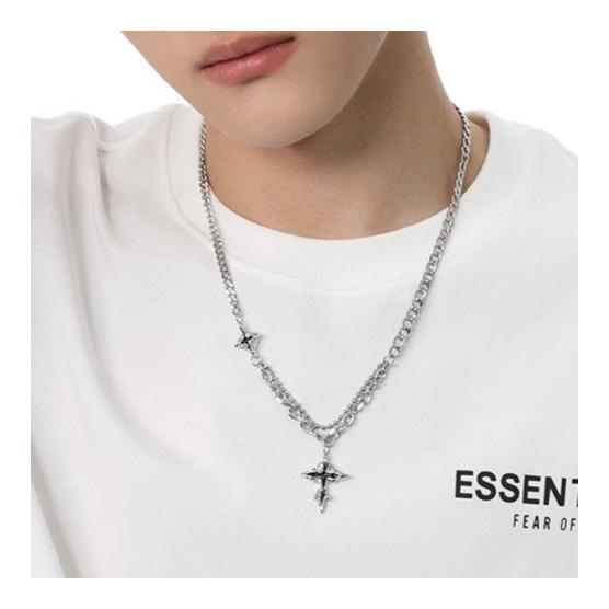 Cross Pattern Titanium Steel Necklace for Men |   Trendy Minimalist Waterproof & Tarnish-Free |   Luxury High-End Clavicle Chain
