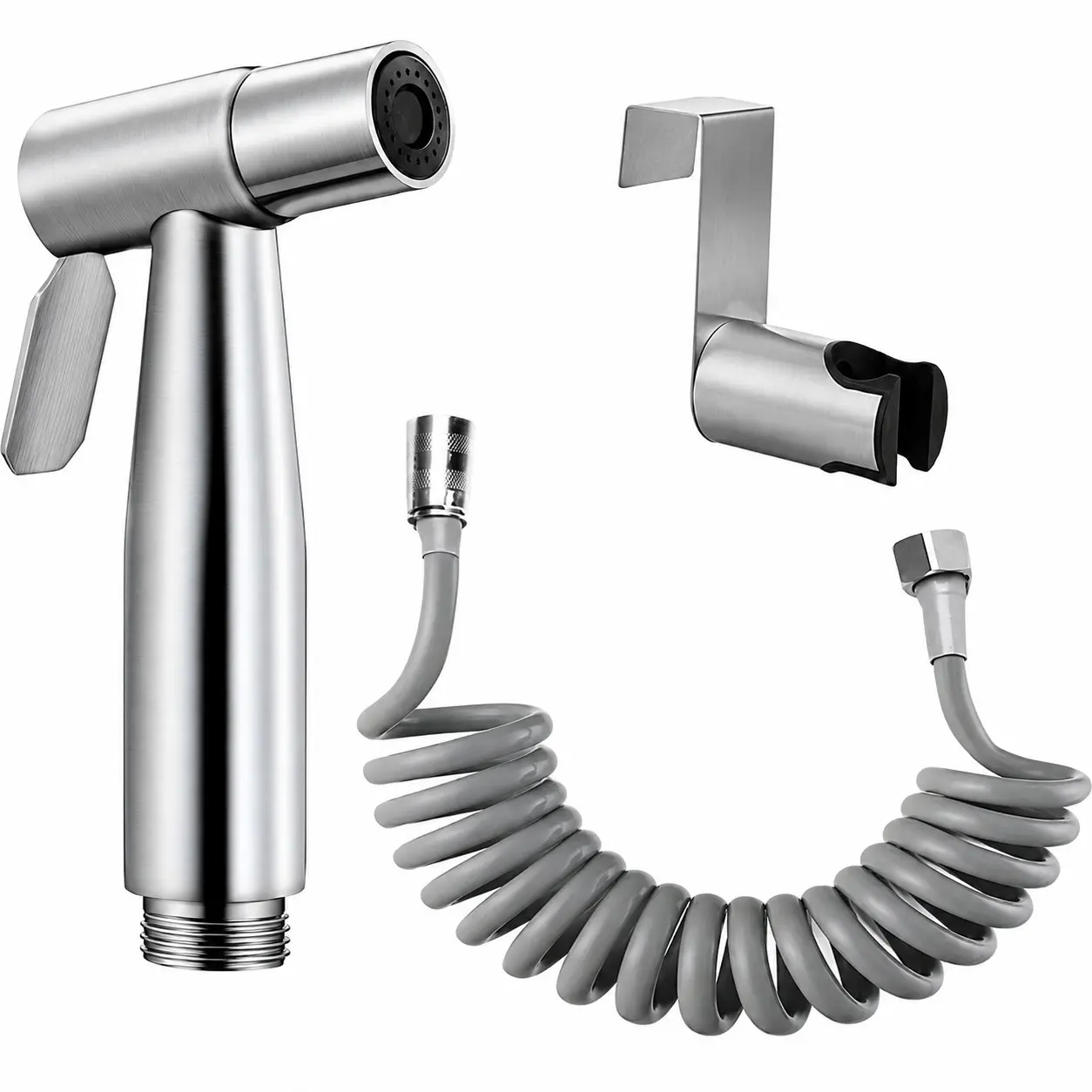 Portable Bidet Shower Head, Stainless Steel, Flexible Hose, Adjustable Pressure, Spray Nozzle, Bathroom, Cleaning, Pets, Floor
