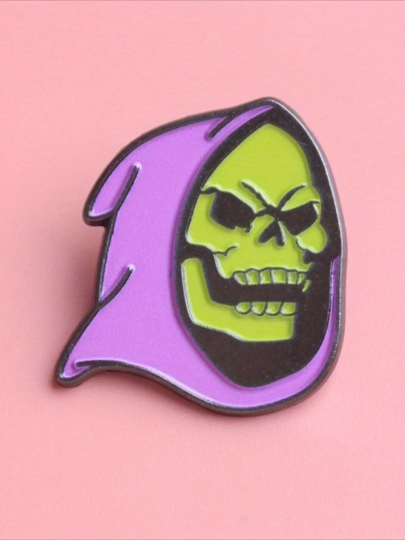 Vintage Hooded Skeleton Enamel Brooch, Pink Cloak Grim Skull Metal Pin, Women's Coat Backpack Gothic Halloween Decor Accessories