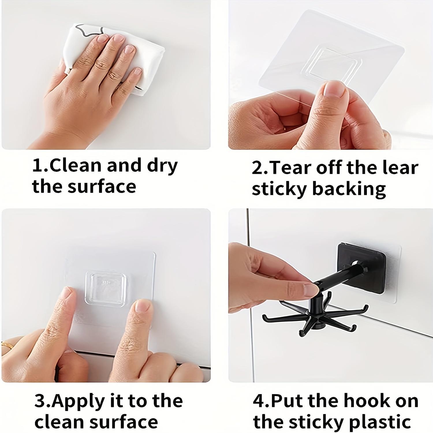 1 Heavy Duty Kitchen Cutlery Rack Hook, Plastic Self-Adhesive Hook 360 Degree Rotation Folding Wall Hanger, 6 Claw Hook, Suitable for Home Kitchen, Bathroom, Office