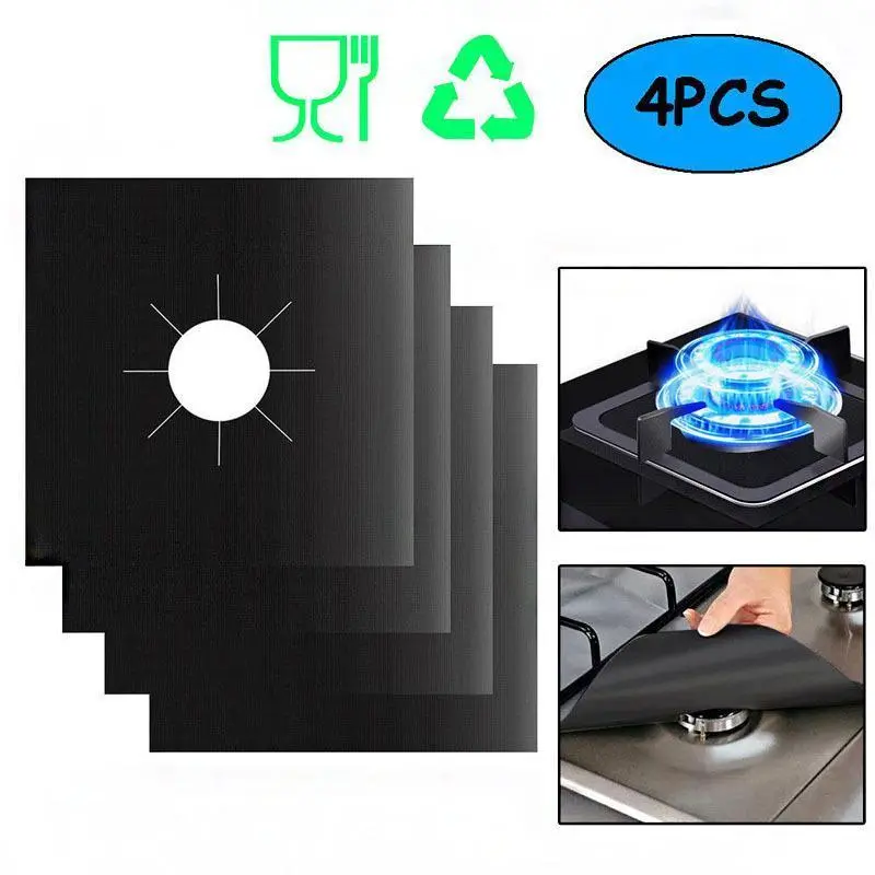 4 Piece Gas Stove Protector Cooker Lid Liner Cleaning Pad For Kitchen Cookware Accessories Pieces Reusable Boiler Hood Protectiv
