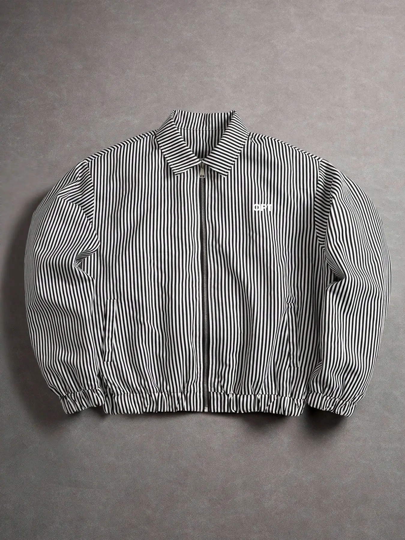 Men's retro striped jacket woven fabric lapel Harrington jacket front zipper placket OPT letter casual jacket elastic cuffs hem slanted pocket lightweight windproof daily street outerwear
