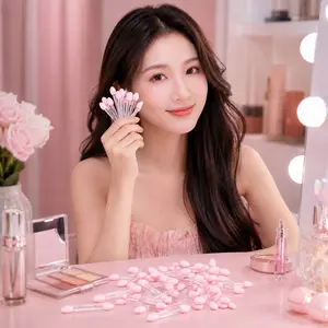 50pcs Dual-Ended Eye Shadow Applicator Set, Lipstick Brush, Multi-Purpose Makeup Tool, Short Sponge, Versatile Beauty Accessories