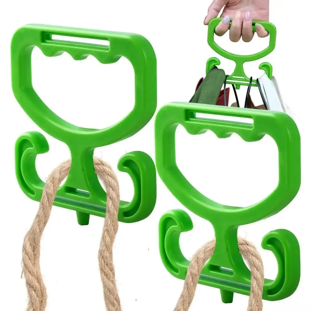 2-Pack Heavy-Duty ABS Plastic Grocery Bag Carrier Handle, Ergonomic Contoured Grip, Reusable Holder Supports 100 lbs for Shopping Bags, 2 Bonus Rope Straps Included, Moving, Toolbox, Supports 100Lbs, Compact