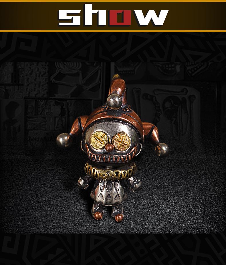 Dark Style Clown Doll Pendant Necklace Vintage Distressed Copper Punk Trendy Toy Edgy Streetwear Unisex Dark Aesthetic Accessory D-019 60cm Box Chain