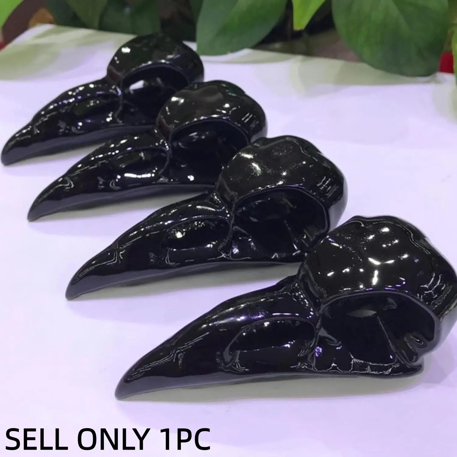 Obsidian Bird Skull Carving Decor, Home Office Desk Decoration, Feng Shui Crystal Statue, Positive Energy Gift, Unique Home Decor