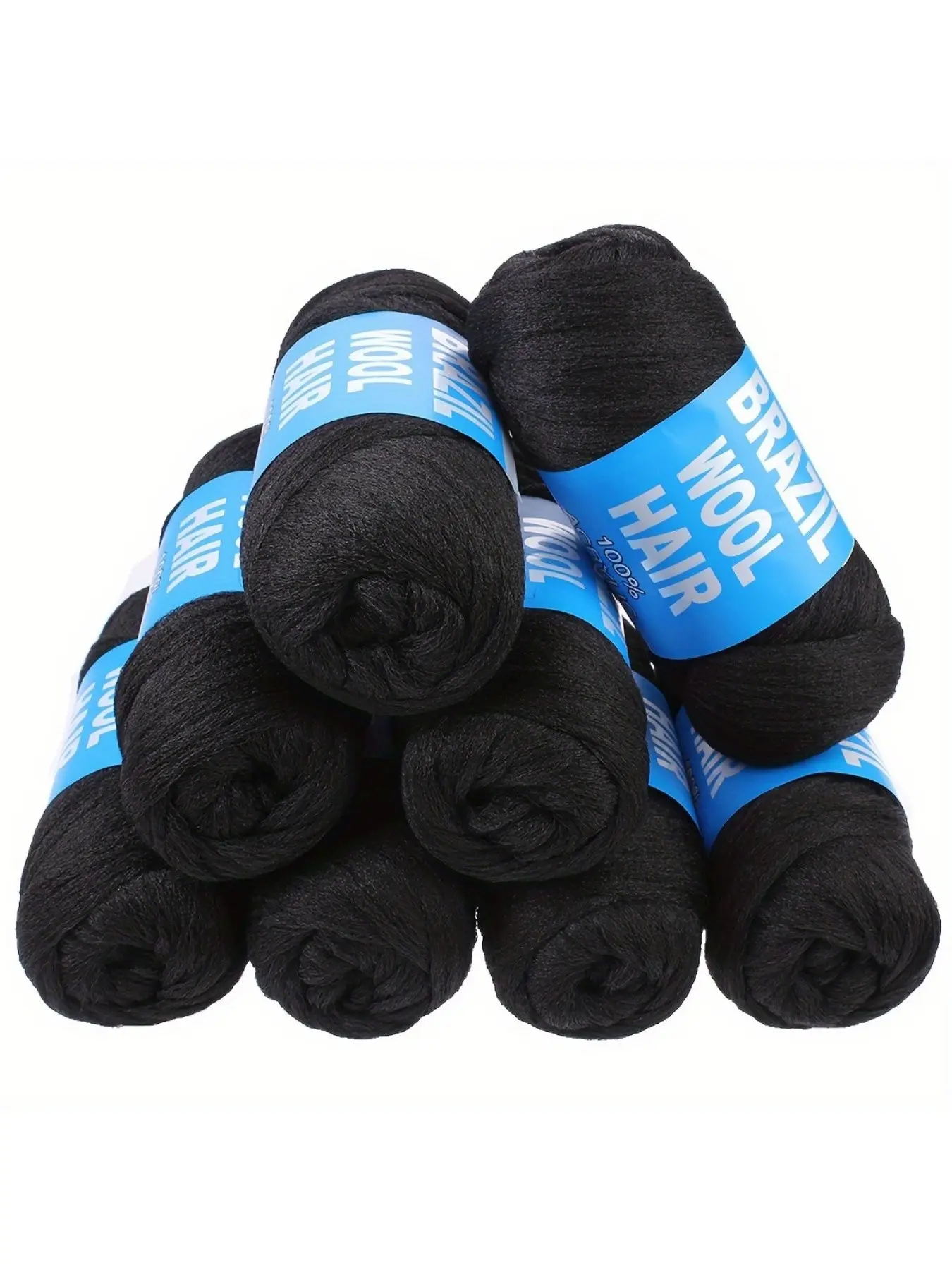 Rolls of Black Brazilian Wool Acrylic Yarn, Suitable for African Crochet Braids, Senegalese Twists, Faux Locs, Spiral Braids, And Twisted Headbands, Crochet Projects