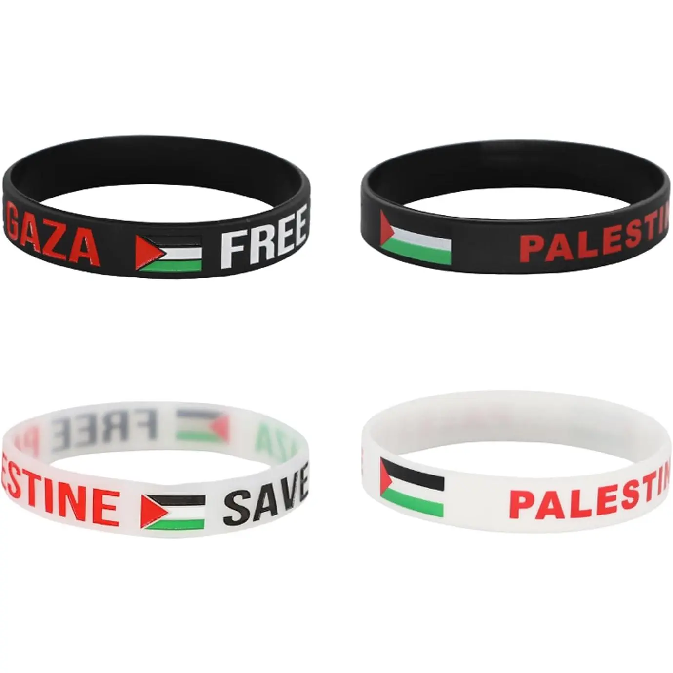 4/8Pcs   Wristbands - Free Palestine Bracelets for Women & Men - Water-proof Rubber Support Palestine Flag Bracelets