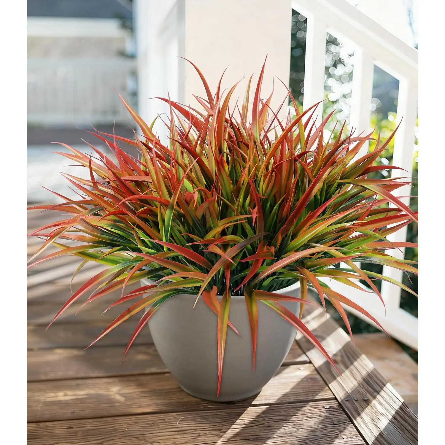 12Pcs Fake Plants Artificial Grass Decoration UV Resistant Faux Greenery Stems Bushes Outside Fake Plants for Porch Window Box Pathway Home Decor