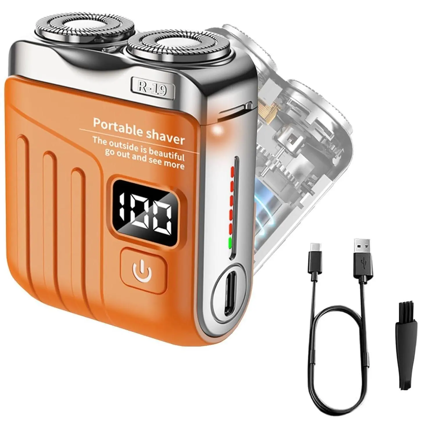 Mini Electric Shaver for Men, Compact Travel Shaver with Magnetic Heads and Self-Sharpening Steel Blades, Cordless & USB-C Rechargeable, Shaver Machine, Rechargeable Shaver Kit