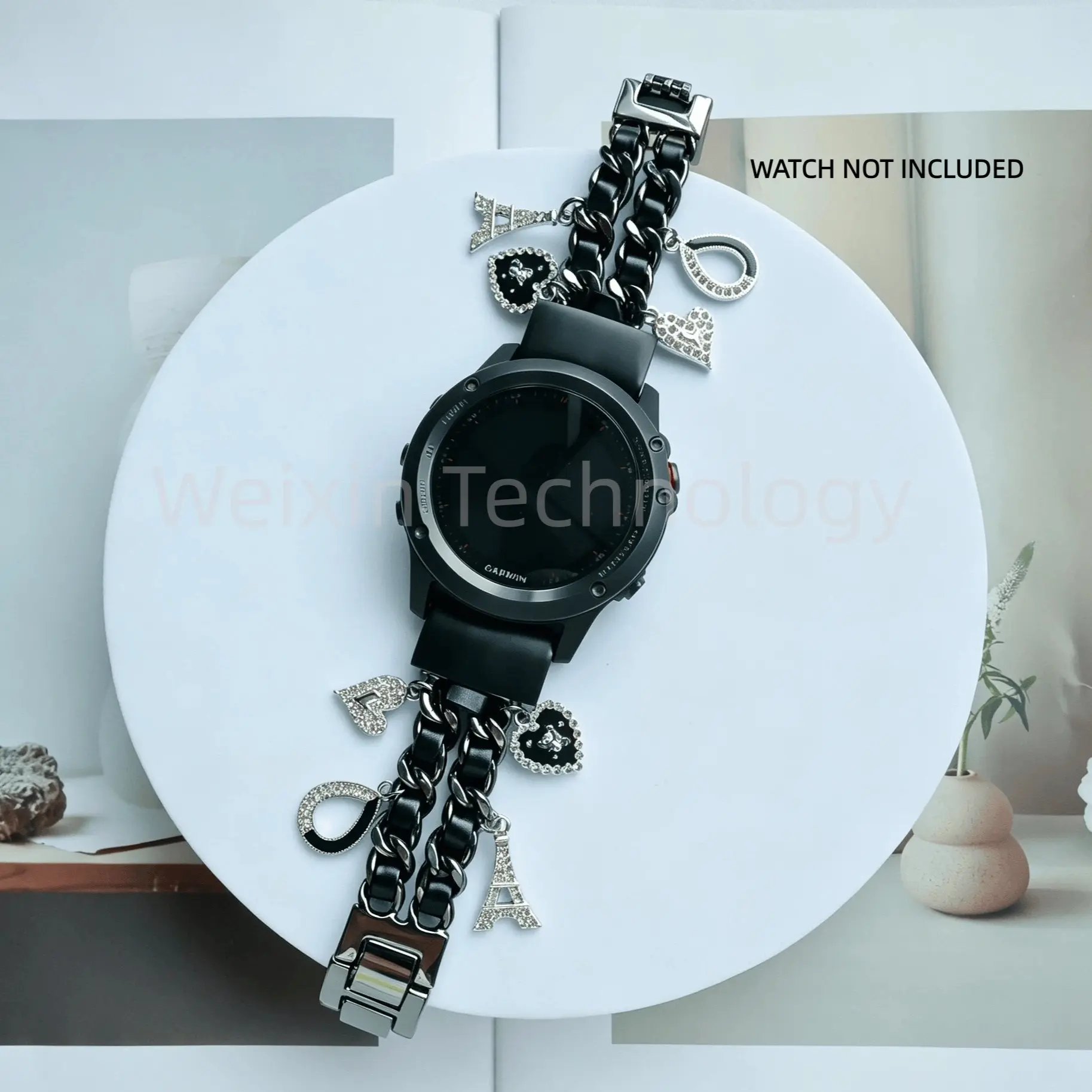 Cuban Chain Metal Strap for Garmin Fenix 8 51mm Quick Install Strap Stainless Steel Strap for Garmin Enduro 3 2 Metal Strap Fenix 7X Pro 6X with Love Accessories Women's Strap Tool Free Smartwatch Replacement Straps