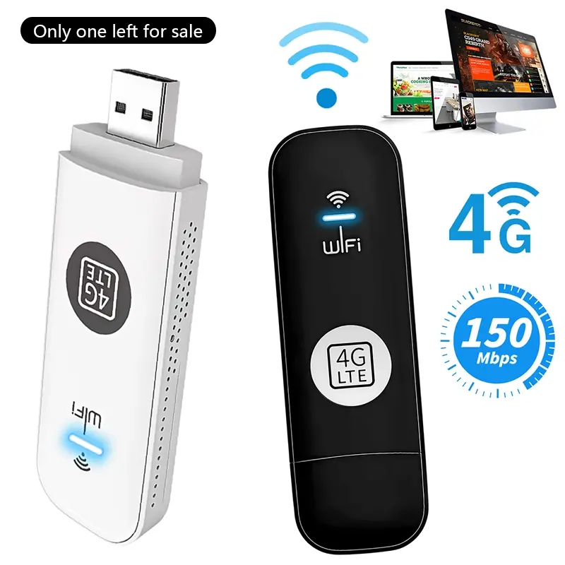 4G LTE Mobile Router Compact Design Mini Wi-Fi Hotspot Modem, 150Mbps High Speed Portable Wifi, USB Wireless Dongle for Desktop PC, Laptop, TV, Wifi Pocket (Requires Separate Data-Only SIM Card)