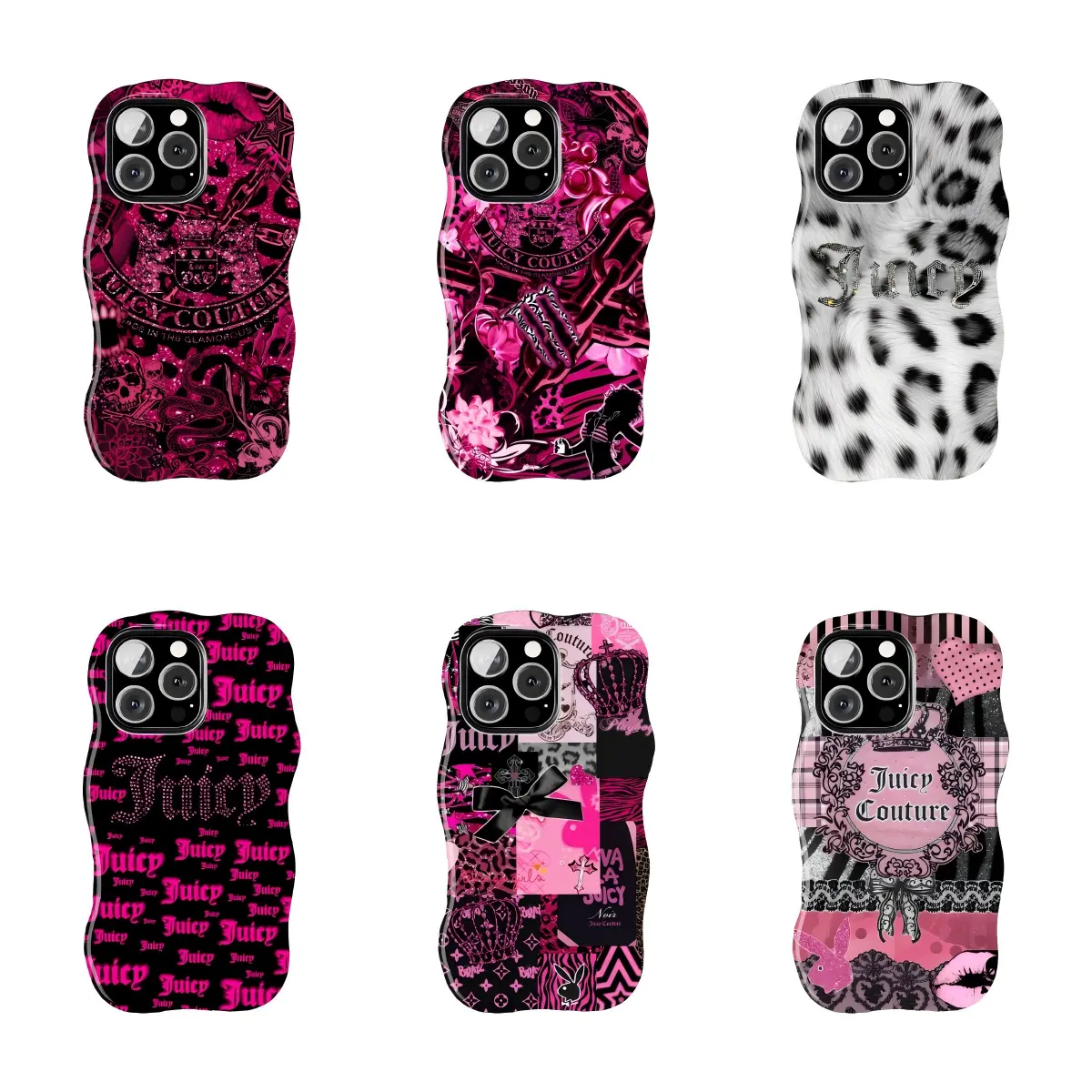 Y2K Juicy Couture Wavy Phone Case Suitable for iPhone 17-11 Pro Max/Plus and  Samsung Galaxy S23-25
