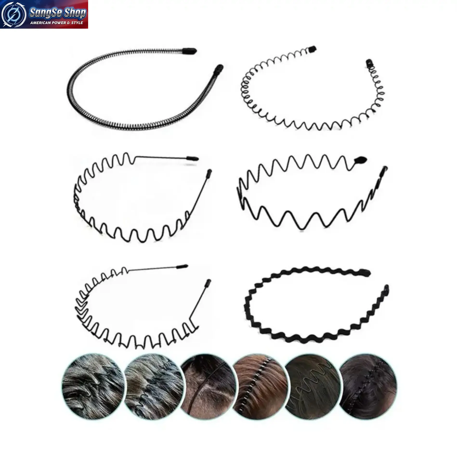 6PCS Minimalist Wavy Headbands, Lightweight Alloy Thin Elastic Band for Unisex Wear, Non-Slip for Workout & Daily Use, Workout Hairband