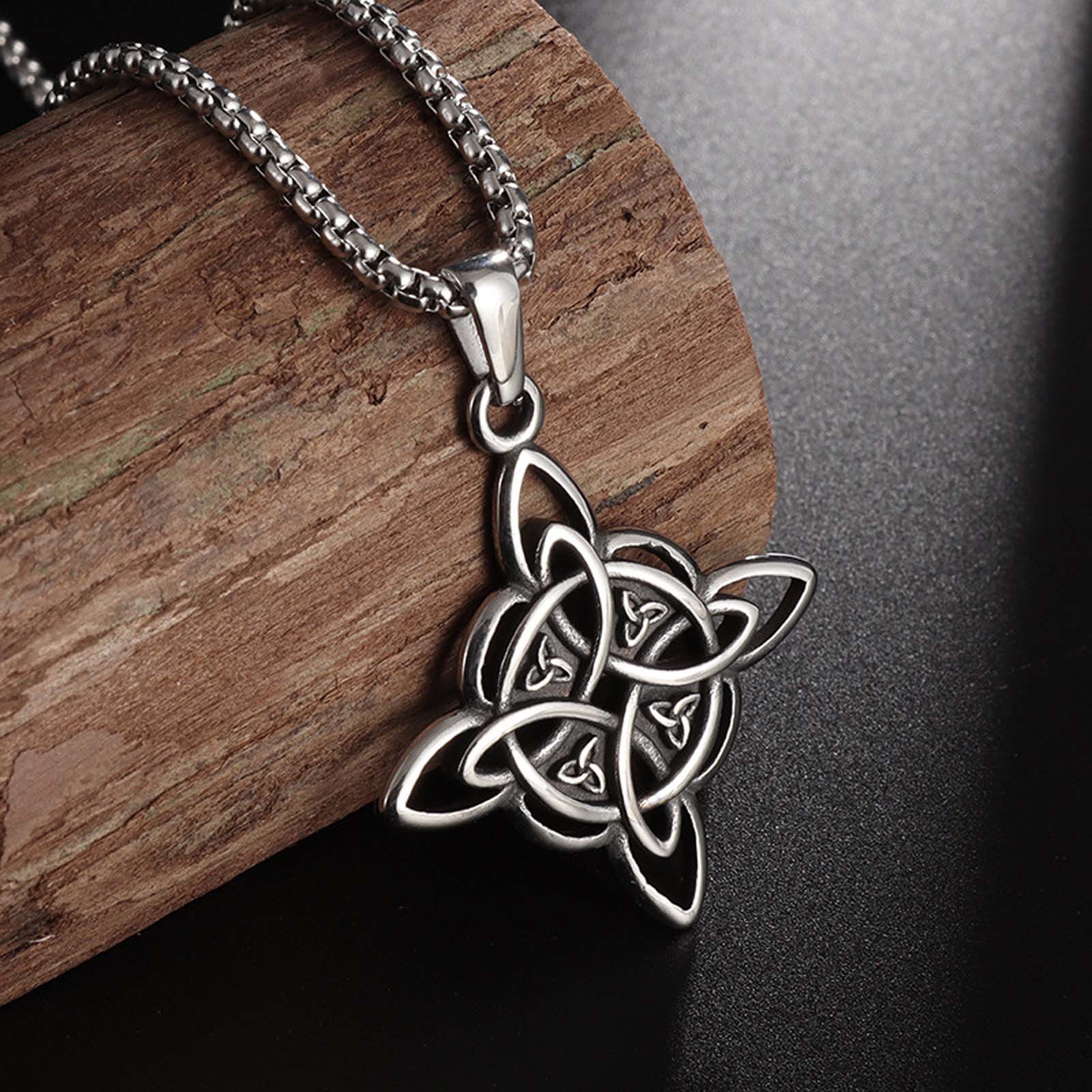 FringeFlutter Stainless Steel Celtic Knot Protection Collarbone Necklace | Unisex Minimalist Jewelry
